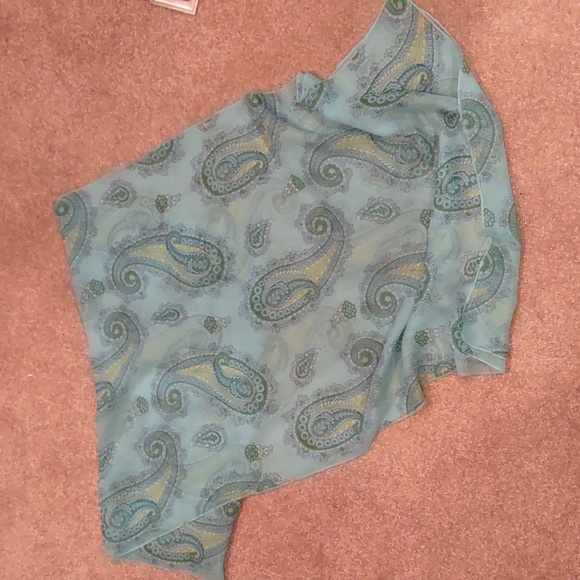 Aqua blue teal Paisley scarf - Picture 2 of 5